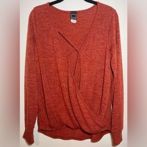 LIBIAN Burnt Orange Front Criss Cross Long Sleeve Sweater Size XL